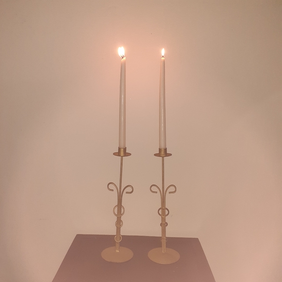 Golden/rusty  2 candle stands  14 inches - Picture 7 of 8